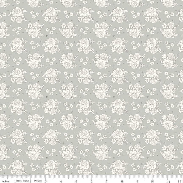 1/2 Yard Bloomberry Petite Flowers, Gray, Designer Quilting Cotton by Minki Kim