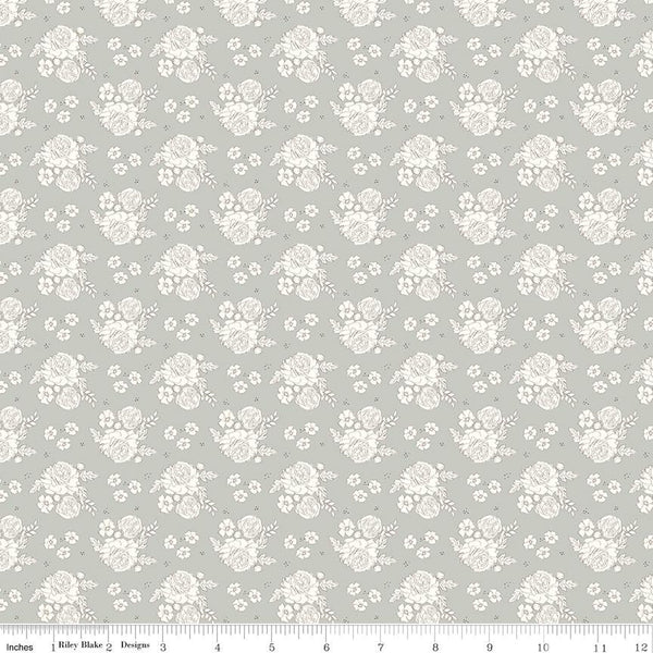 1/2 Yard Bloomberry Petite Flowers, Gray, Designer Quilting Cotton by Minki Kim