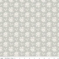 1/2 Yard Bloomberry Petite Flowers, Gray, Designer Quilting Cotton by Minki Kim