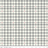 1/2 Yard Bloomberry Plaid, Gray, Designer Quilting Cotton by Minki Kim