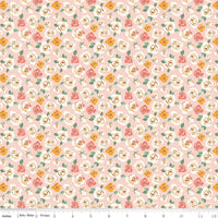 1/2 Yard Bloomberry Tiny Roses, Blush Pink, Designer Quilting Cotton by Minki Kim