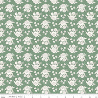 1/2 Yard Bloomberry, Green, Petite Flowers Designer Quilting Cotton by Minki Kim
