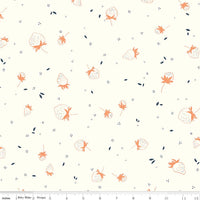 1/2 Yard Bloomberry, Cream, Berry Sprouts Designer Quilting Cotton by Minki Kim