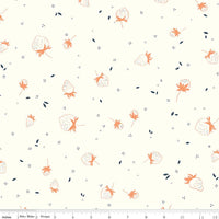 1/2 Yard Bloomberry, Cream, Berry Sprouts Designer Quilting Cotton by Minki Kim