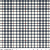 1/2 Yard Bloomberry Plaid, Midnight Blue, Designer Quilting Cotton by Minki Kim