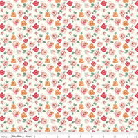 1/2 Yard Bloomberry Tiny Roses, Cream, Designer Quilting Cotton by Minki Kim