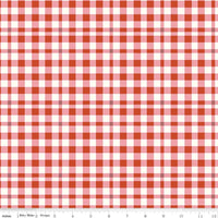 1/2 Yard Bloomberry Plaid, Autumn Red, Designer Quilting Cotton by the Yard by Minki Kim