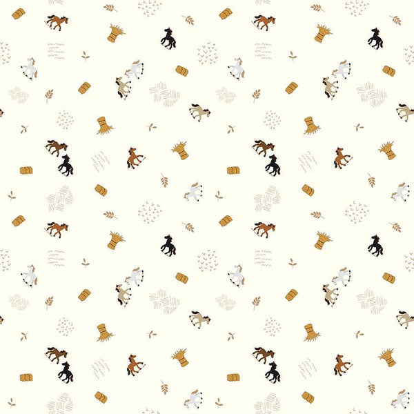 1/2 Yard Country Life Grazing the Hay, Cream, Designer Quilting Cotton by Jennifer Long