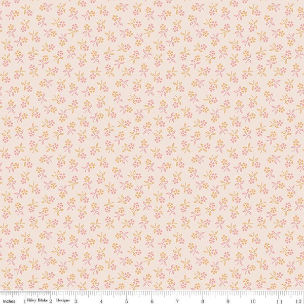 1/2 Yard or Fat Quarter, Off-White Latte Perennial, Designer Quilting Cotton, Autumn Collection by Lori Holt for Riley Blake Designs
