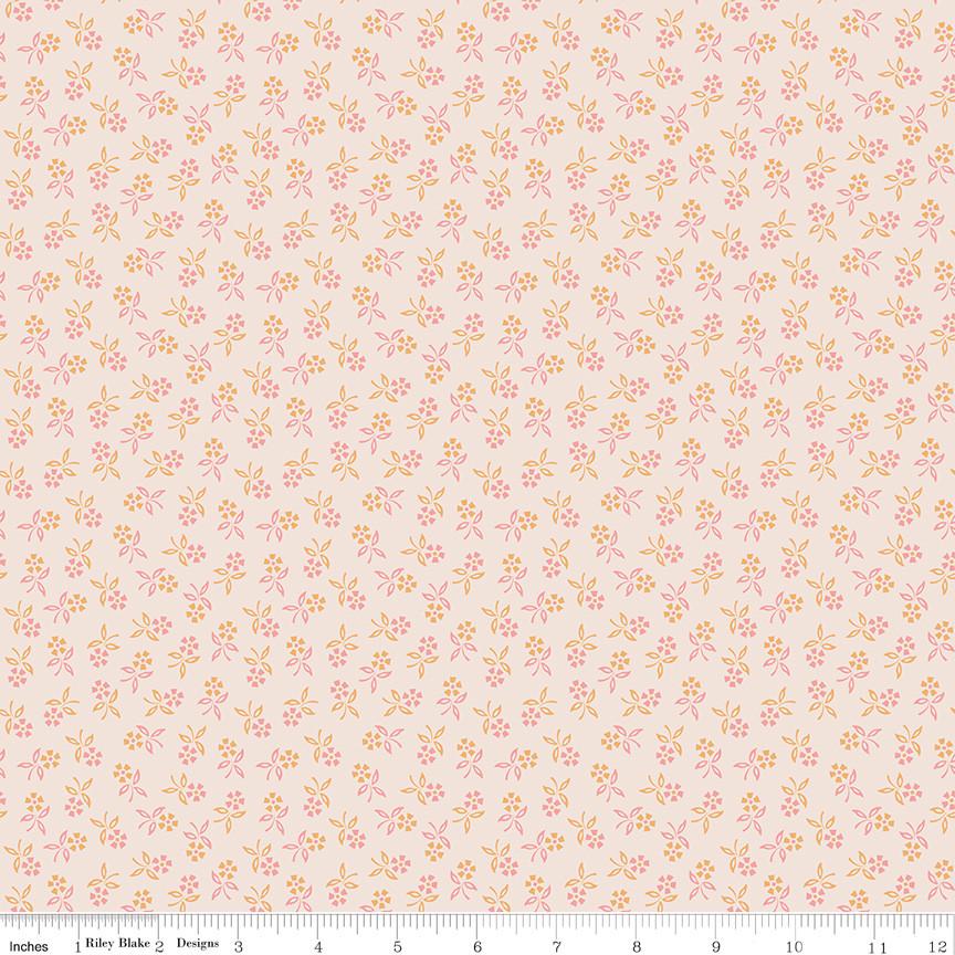 1/2 Yard or Fat Quarter, Off-White Latte Perennial, Designer Quilting Cotton, Autumn Collection by Lori Holt for Riley Blake Designs