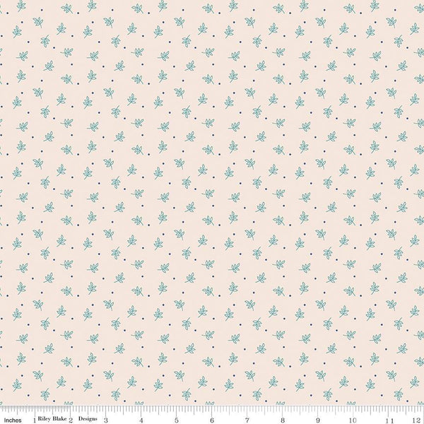1/2 Yard Autumn Latte Sprig Designer Quilting Cotton, Autumn Collection by Lori Holt for Riley Blake Designs