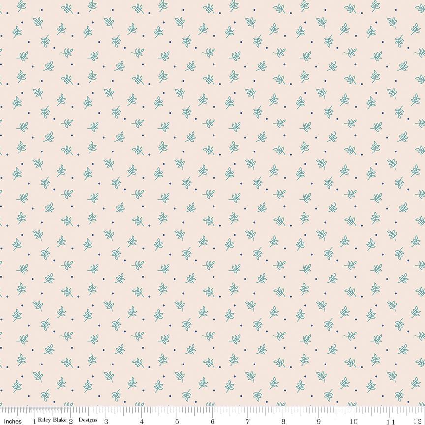 Fat Quarter Autumn Latte Sprig Designer Quilting Cotton, Autumn Collection by Lori Holt for Riley Blake Designs