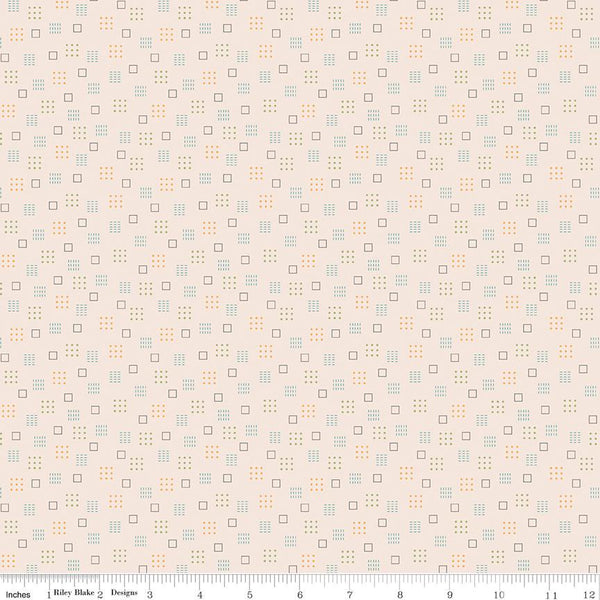 1/2 Yard or Fat Quarter Autumn Latte Squares Designer Quilting Cotton, Autumn Collection by Lori Holt for Riley Blake Designs