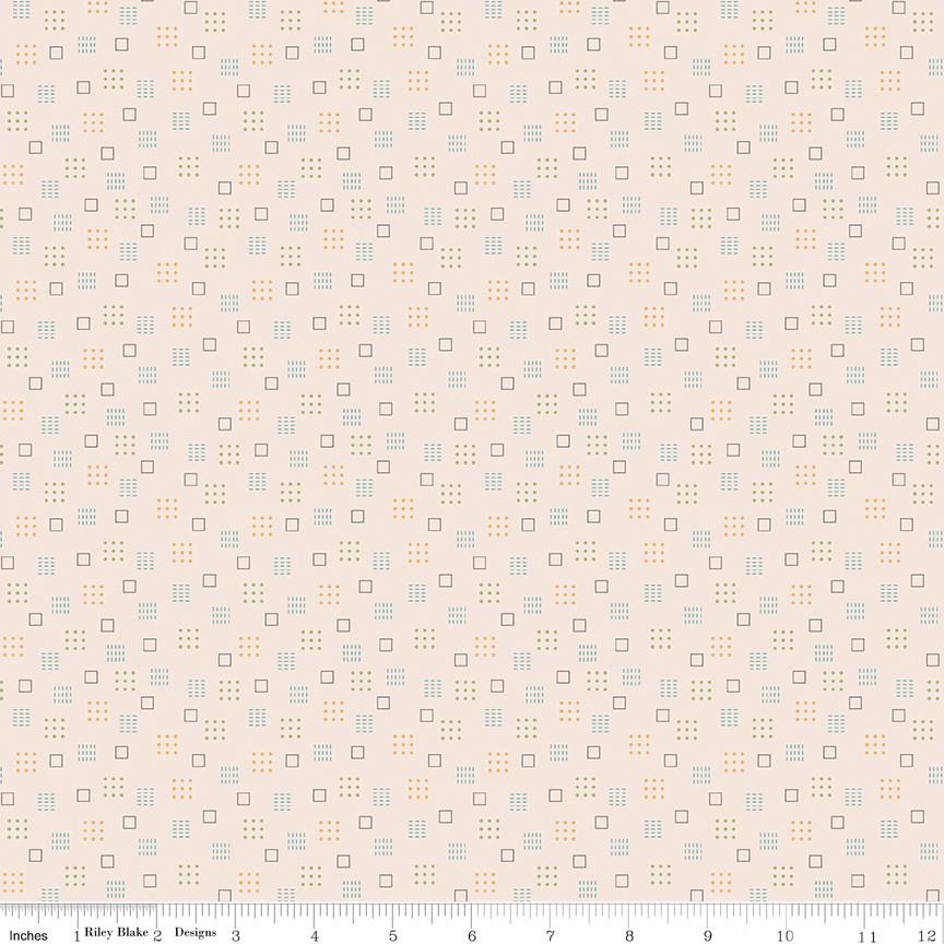 1/2 Yard Autumn Latte Squares Designer Quilting Cotton, Autumn Collection by Lori Holt for Riley Blake Designs