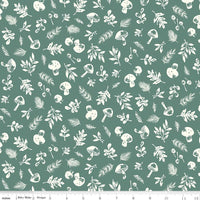 Clearance - 1/2 Yard Flat Fold - Yuletide Forest Woodland Sage Quilting Cotton by the Yard by Katherine Lenius for Riley Blake Designs