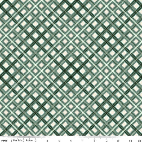 Clearance - 1/2 Yard Flat Fold - Yuletide Forest Plaid Sage Quilting Cotton by the Yard by Katherine Lenius for Riley Blake Designs