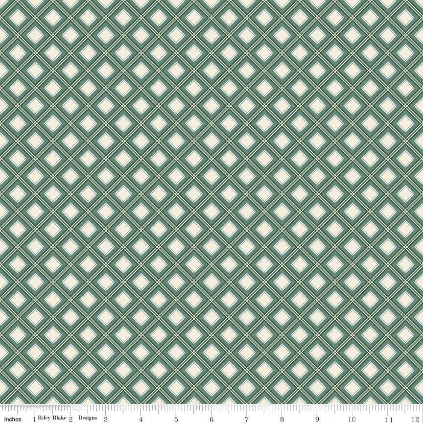 Clearance - 1/2 Yard Flat Fold - Yuletide Forest Plaid Sage Quilting Cotton by the Yard by Katherine Lenius for Riley Blake Designs