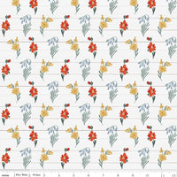 Clearance - 1/2 Yard Flat Fold, Farmhouse Summer Wildflowers, Off White, Designer Quilting Cotton by Echo Park Paper Co.