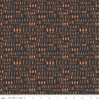 1/2 Yard Flat Fold - Charcoal Hey Bootiful Words Designer Quilting Cotton