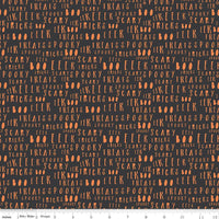 1/2 Yard Flat Fold - Charcoal Hey Bootiful Words Designer Quilting Cotton