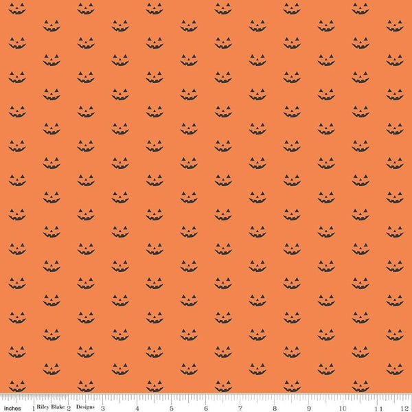 1/2 Yard Flat Fold - Orange Hey Bootiful Jack-o'-Lantern Designer Quilting Cotton