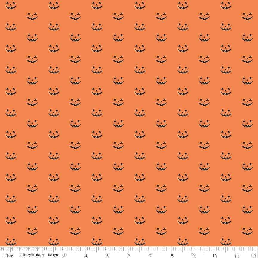 1/2 Yard Flat Fold - Orange Hey Bootiful Jack-o'-Lantern Designer Quilting Cotton