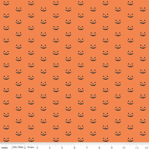 1/2 Yard Flat Fold - Orange Hey Bootiful Jack-o'-Lantern Designer Quilting Cotton