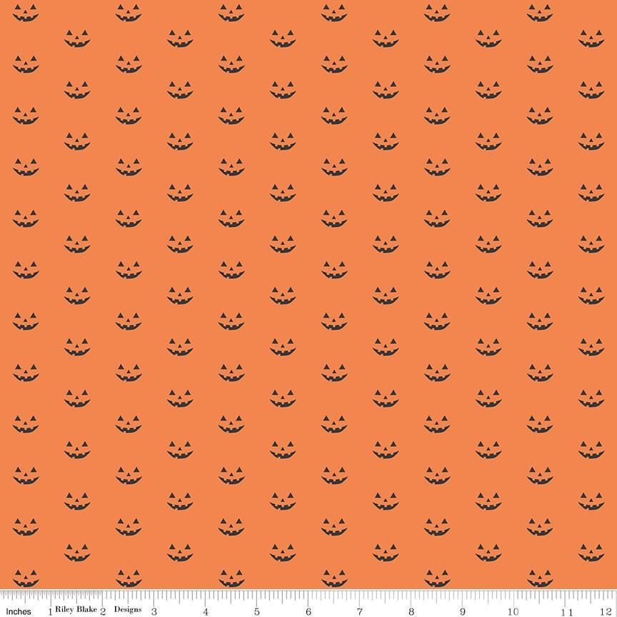 1/2 Yard Flat Fold - Orange Hey Bootiful Jack-o'-Lantern Designer Quilting Cotton