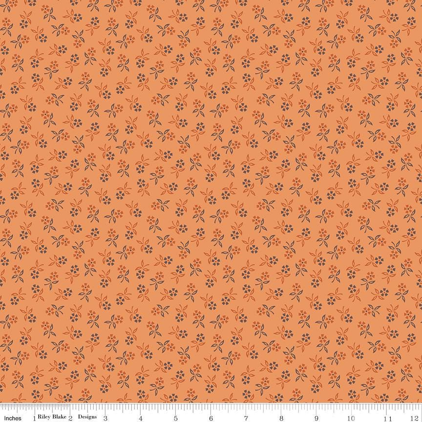 1/2 Yard, Orange Yam Perennial, Designer Quilting Cotton, Autumn Collection by Lori Holt for Riley Blake Designs
