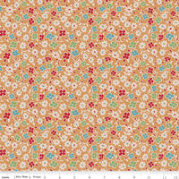 1/2 Yard or Fat Quarter - Brown Cider Cosmos Designer Quilting Cotton, Autumn Collection by Lori Holt for Riley Blake Designs