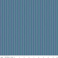 1/2 Yard or Fat Quarter Denim Blue Stripe Designer Quilting Cotton, Autumn Collection by Lori Holt for Riley Blake Designs