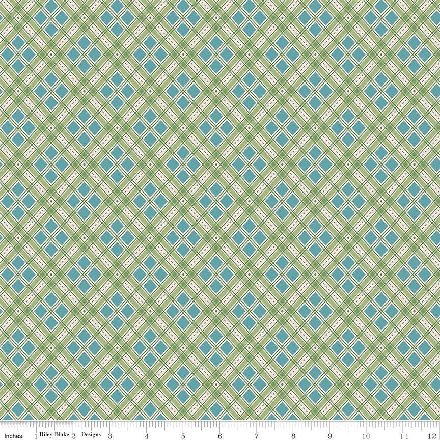 Fat Quarter Lettuce Green Plaid Designer Quilting Cotton, Autumn Collection by Lori Holt for Riley Blake Designs