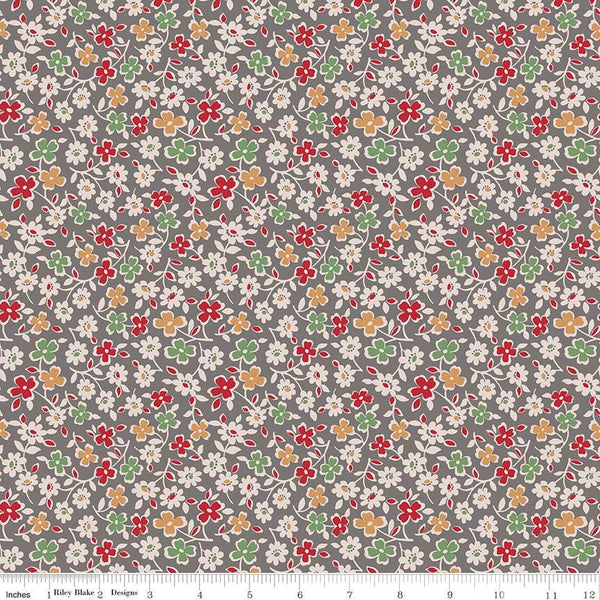 Fat Quarter, Brown Milk Can Cosmos, Designer Quilting Cotton, Autumn Collection by Lori Holt for Riley Blake Designs