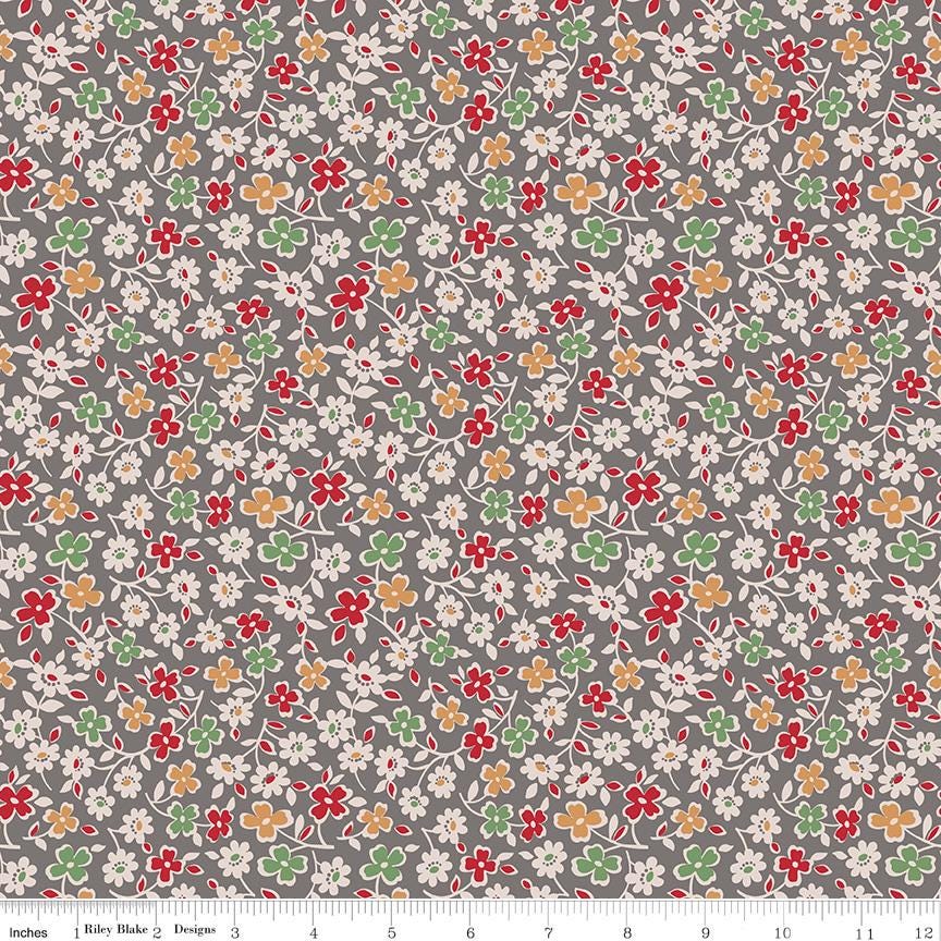 Fat Quarter, Brown Milk Can Cosmos, Designer Quilting Cotton, Autumn Collection by Lori Holt for Riley Blake Designs