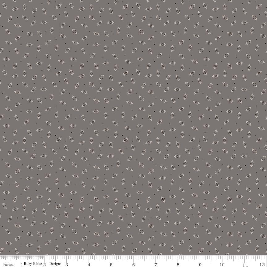 1/2 Yard Brown Milk Can Posy Designer Quilting Cotton, Autumn Collection by Lori Holt for Riley Blake Designs