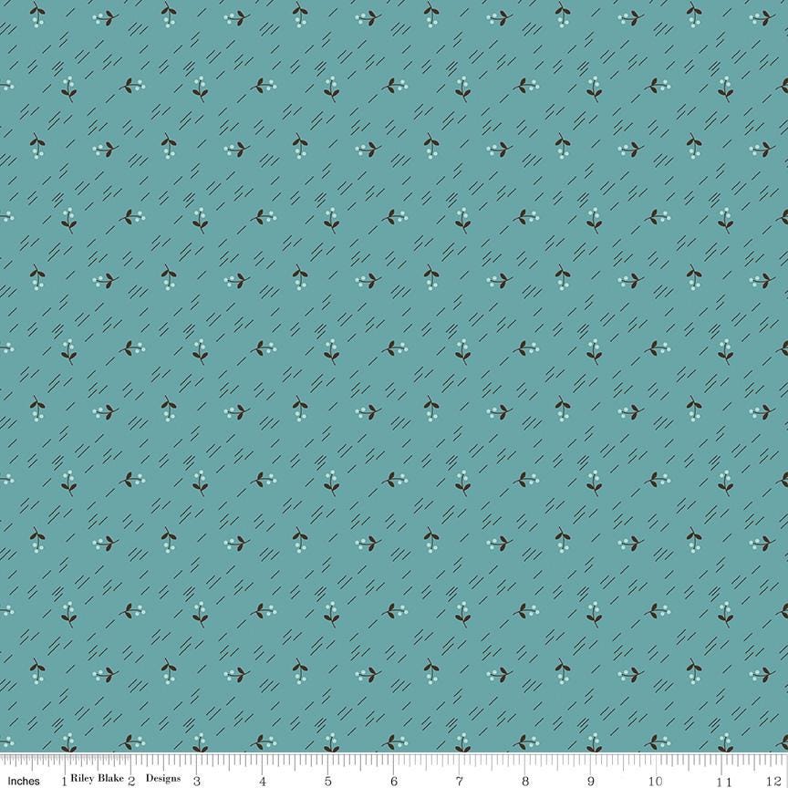 1/2 Yard or Fat Quarter Raindrop Blue Berries Designer Quilting Cotton. Autumn Collection by Lori Holt for Riley Blake Designs