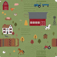1/2 Yard Country Life Main, Grass Green, Designer Quilting Cotton by Jennifer Long