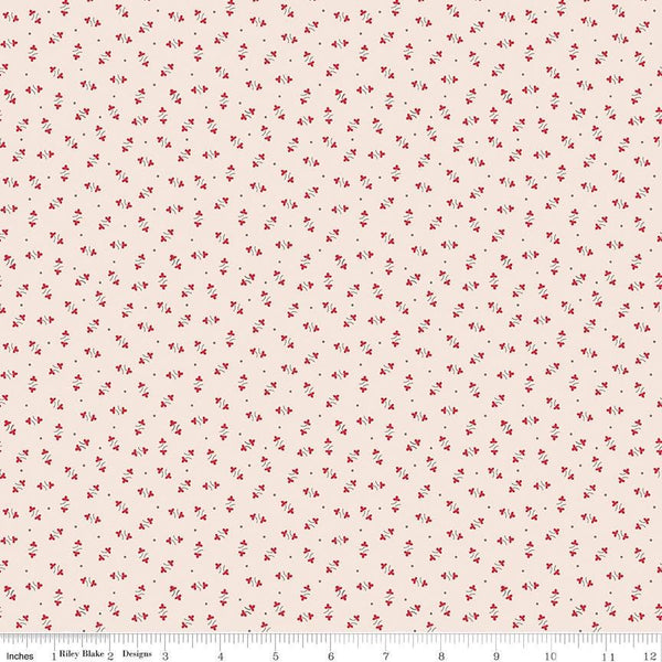 1/2 Yard or Fat Quarter, Off-White Latte Posy, Designer Quilting Cotton, Autumn Collection by Lori Holt for Riley Blake Designs