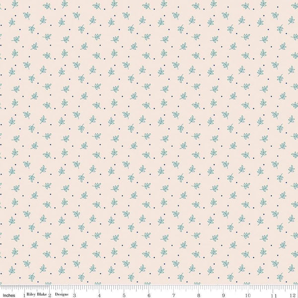 1/2 Yard Autumn Latte Sprig Designer Quilting Cotton, Autumn Collection by Lori Holt for Riley Blake Designs
