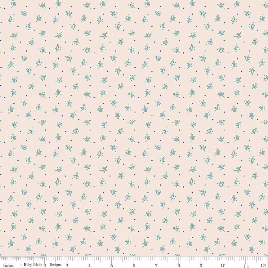 Fat Quarter Autumn Latte Sprig Designer Quilting Cotton, Autumn Collection by Lori Holt for Riley Blake Designs