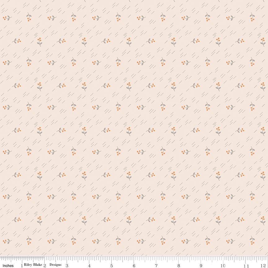 1/2 Yard Latte Berries Designer Quilting Cotton, Autumn Collection by Lori Holt for Riley Blake Designs