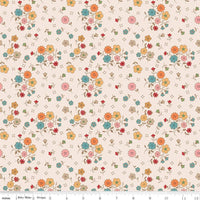 Fat Quarter Autumn Latte Floral Designer Quilting Cotton, Autumn Collection by Lori Holt for Riley Blake Designs