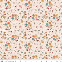 Fat Quarter Autumn Latte Floral Designer Quilting Cotton, Autumn Collection by Lori Holt for Riley Blake Designs