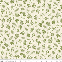 Clearance - 1/2 Yard Flat Fold - Yuletide Forest Woodland Cream Quilting Cotton by the Yard by Katherine Lenius for Riley Blake Designs