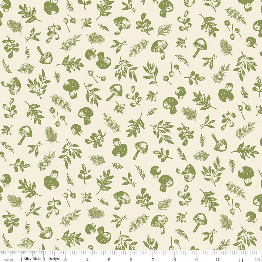 Clearance - 1/2 Yard Flat Fold - Yuletide Forest Woodland Cream Quilting Cotton by the Yard by Katherine Lenius for Riley Blake Designs