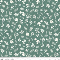 Clearance - 1/2 Yard Flat Fold - Yuletide Forest Woodland Sage Quilting Cotton by the Yard by Katherine Lenius for Riley Blake Designs