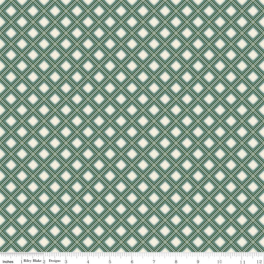 Clearance - 1/2 Yard Flat Fold - Yuletide Forest Plaid Sage Quilting Cotton by the Yard by Katherine Lenius for Riley Blake Designs