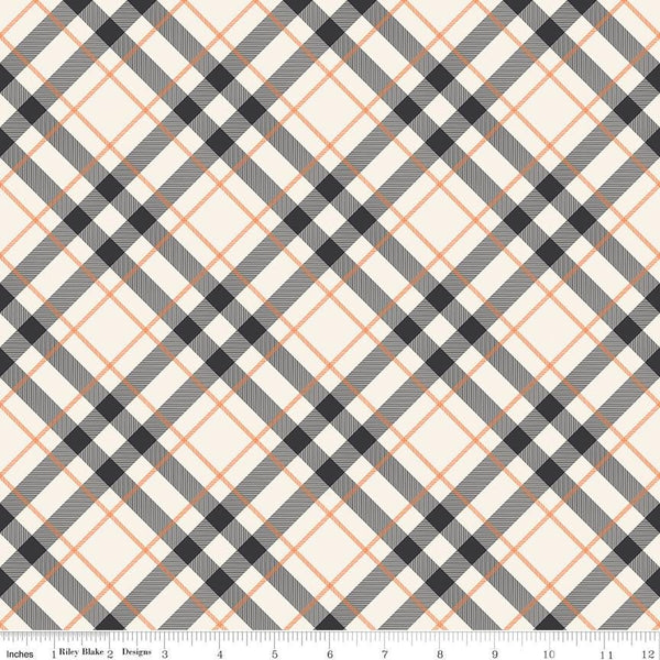 1/2 Yard Flat Fold - Off White Hey Bootiful Plaid Designer Quilting Cotton