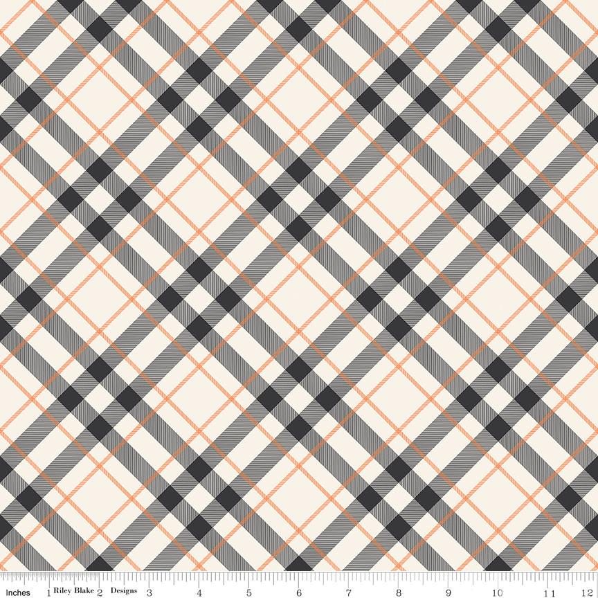 1/2 Yard Flat Fold - Off White Hey Bootiful Plaid Designer Quilting Cotton