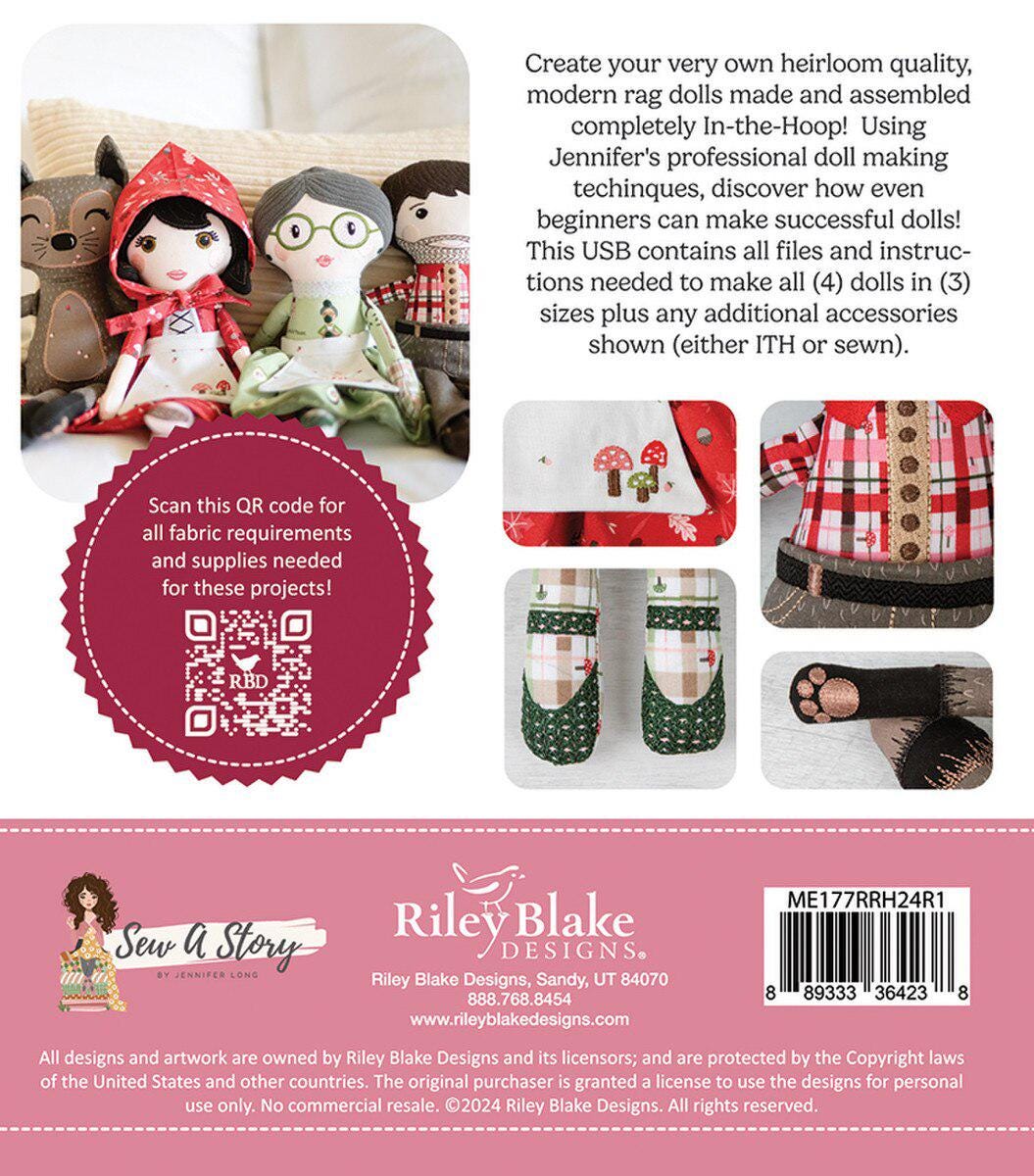 Red Riding Hood & Friends Dolls Machine Embroidery USB by Jennifer Long of Sew A Story from Riley Blake Designs